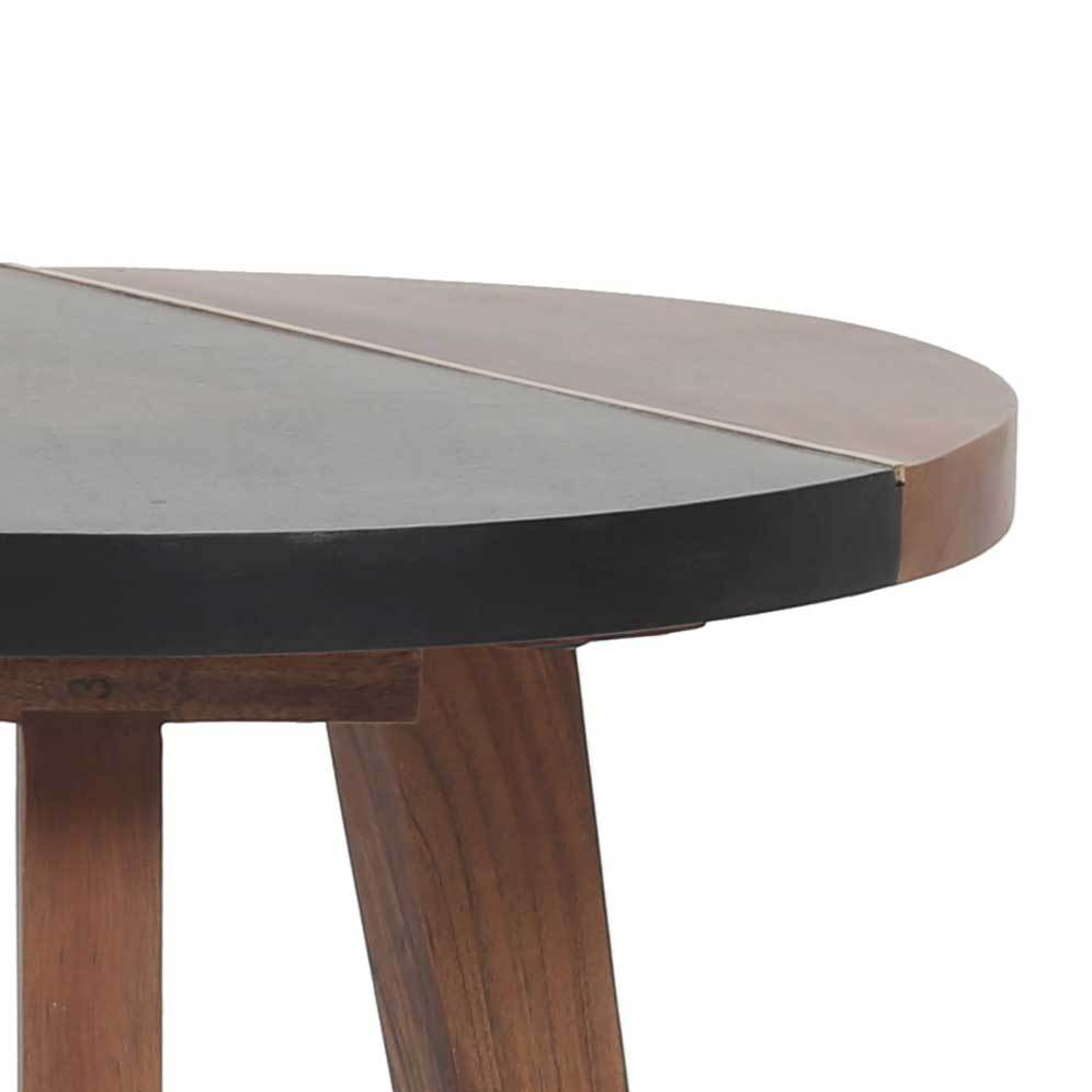 Caspian Round Accent End Table Brown Brown Wood