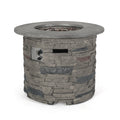 Hoonah 32'' Stone Circular Mgo Fire Pit W Grey Top 40,000 Btu Stone Gray Magnesium Oxide