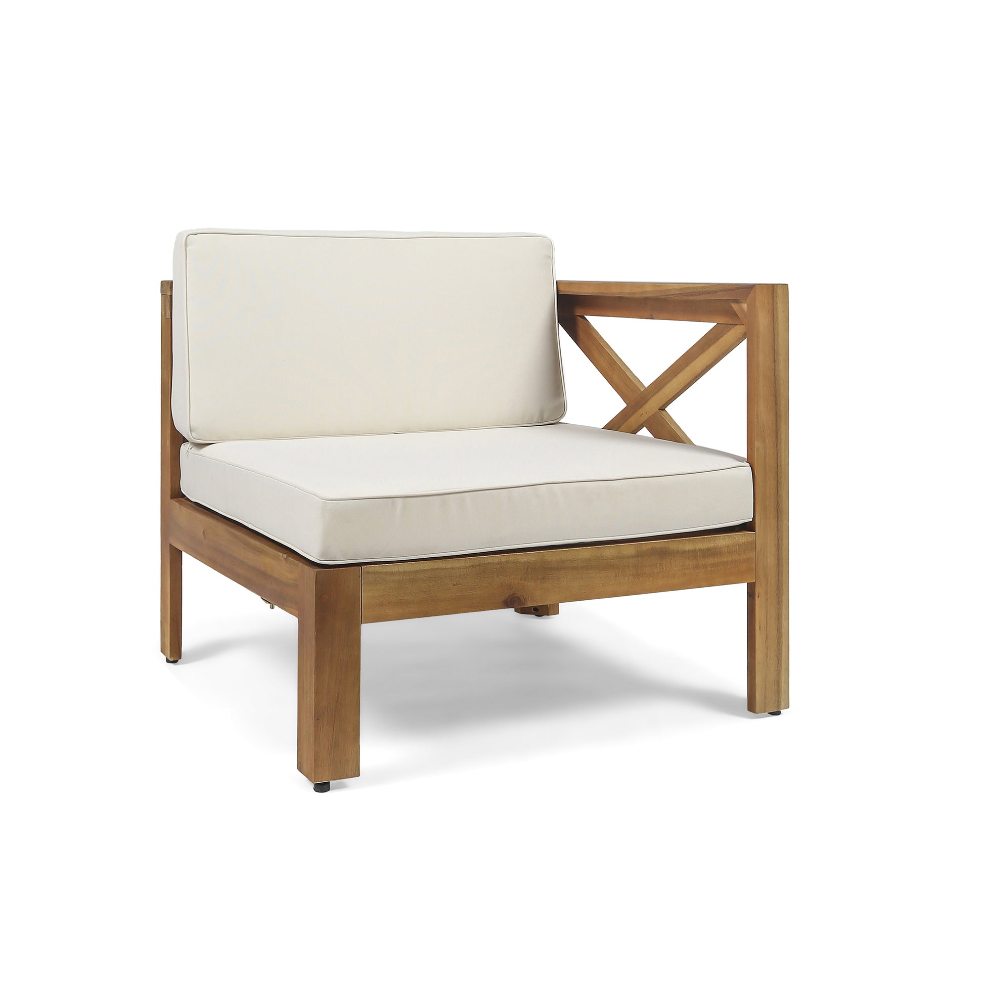 Alcove Lshape Sofa Set, Beige Beige Seats 4 Acacia Wood