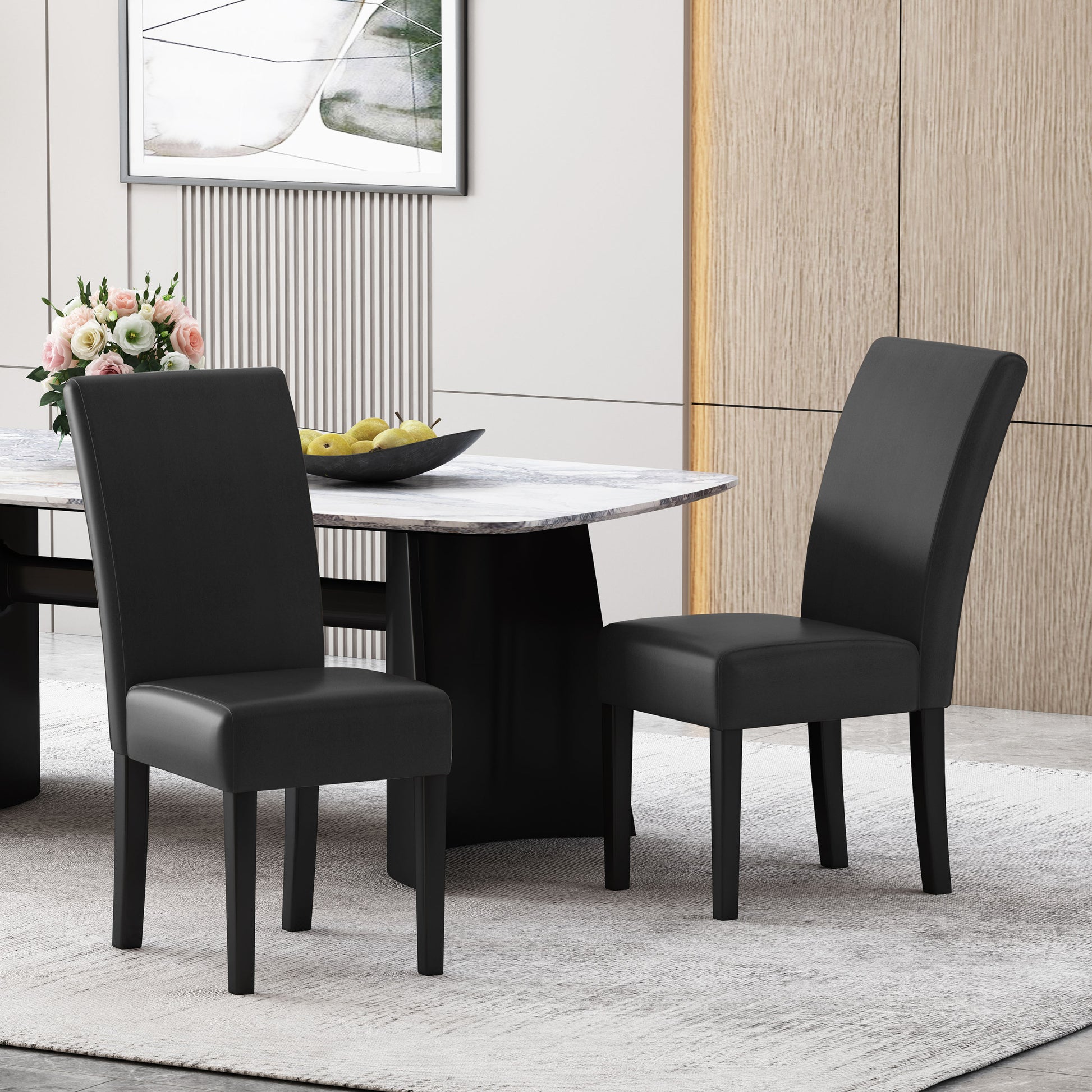 Dining Chair Mp2 Set Of 2 Black Pu