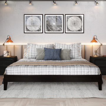 Nix King Platform Bed Black King Black Wood