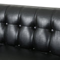 Mirod Comfy 3 Seat Sofa With Tufted Backmodern For Living Room Black Pu 3 Seat