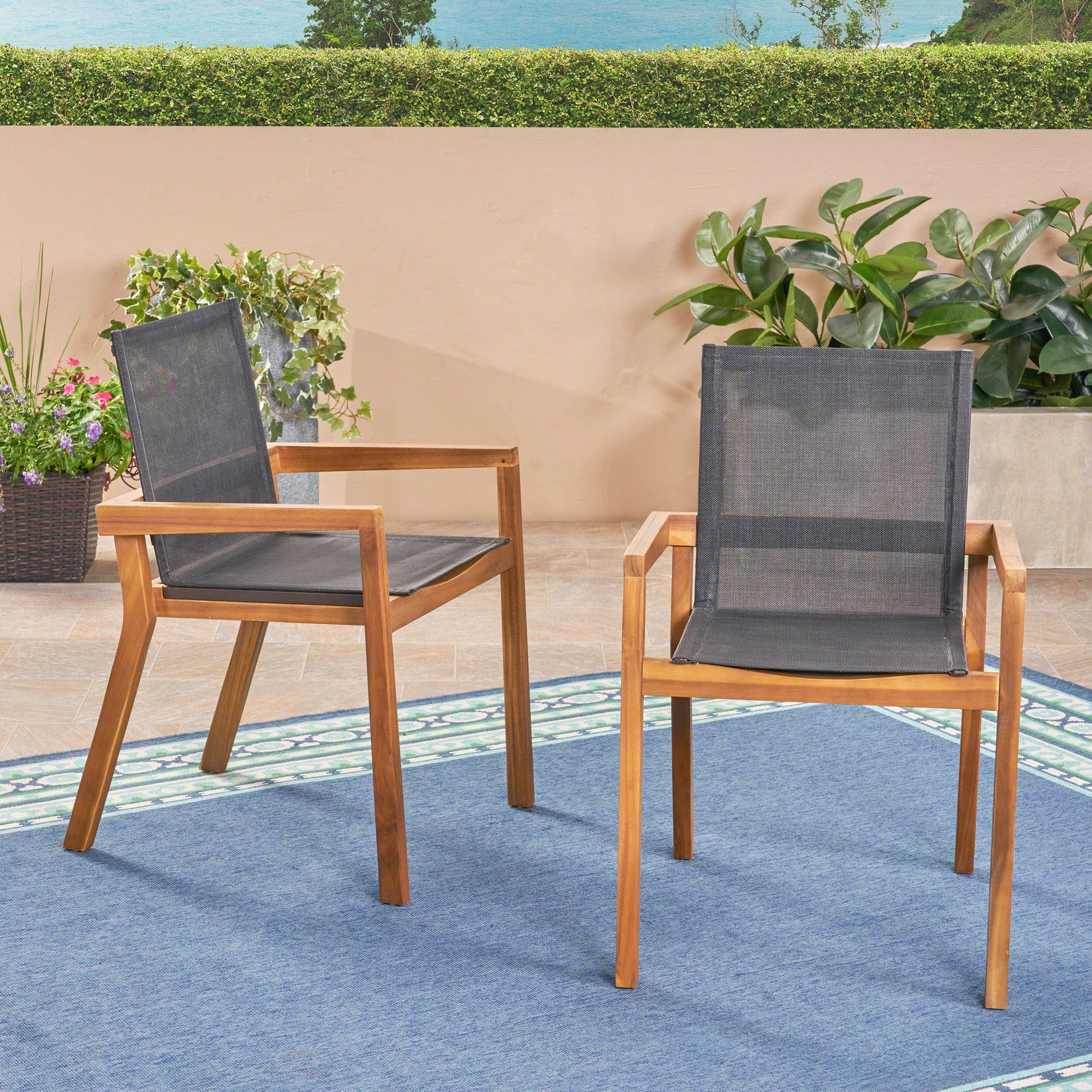 Belfast Dining Chair,Set Of 2 Teak Wood