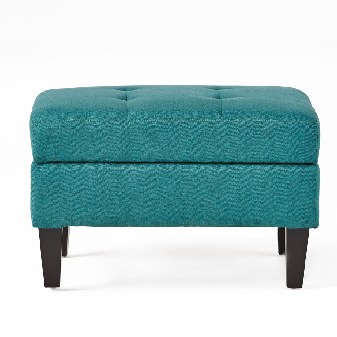 Storage Ottoman Teal Wood Fabric