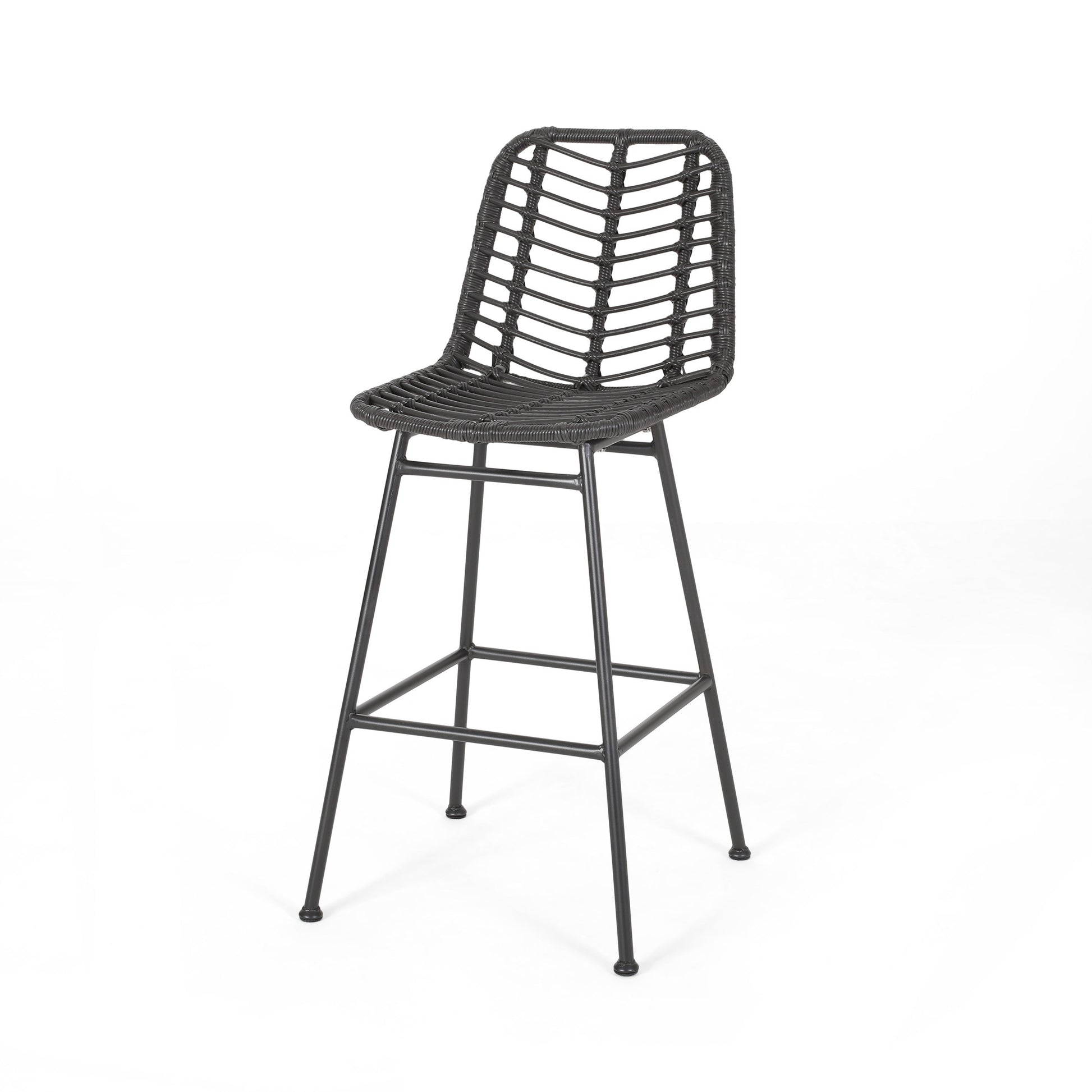 Sawtelle Outdoor Wicker Barstools Set Of 2 Grey Rattan