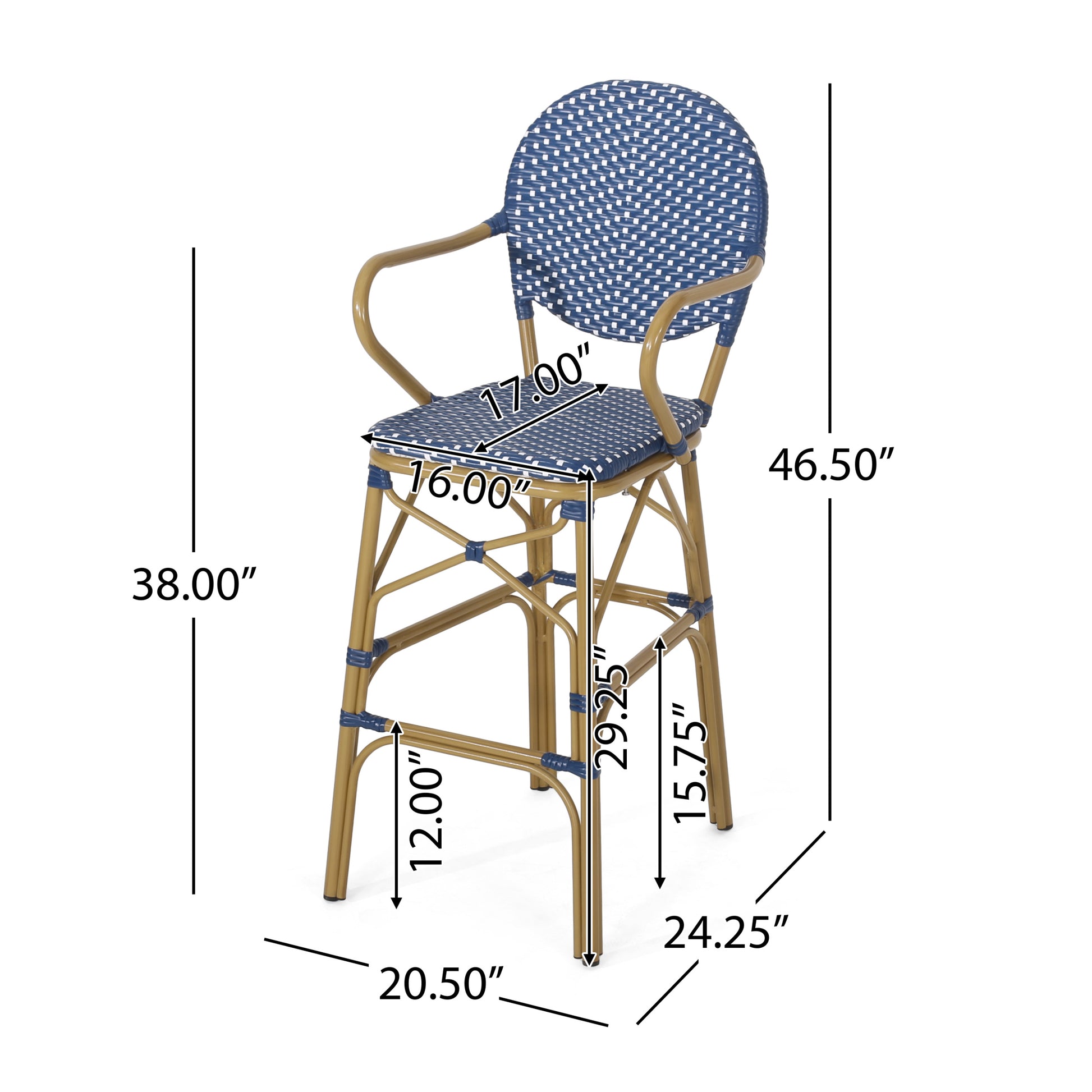 Barstool Navy Blue Wicker