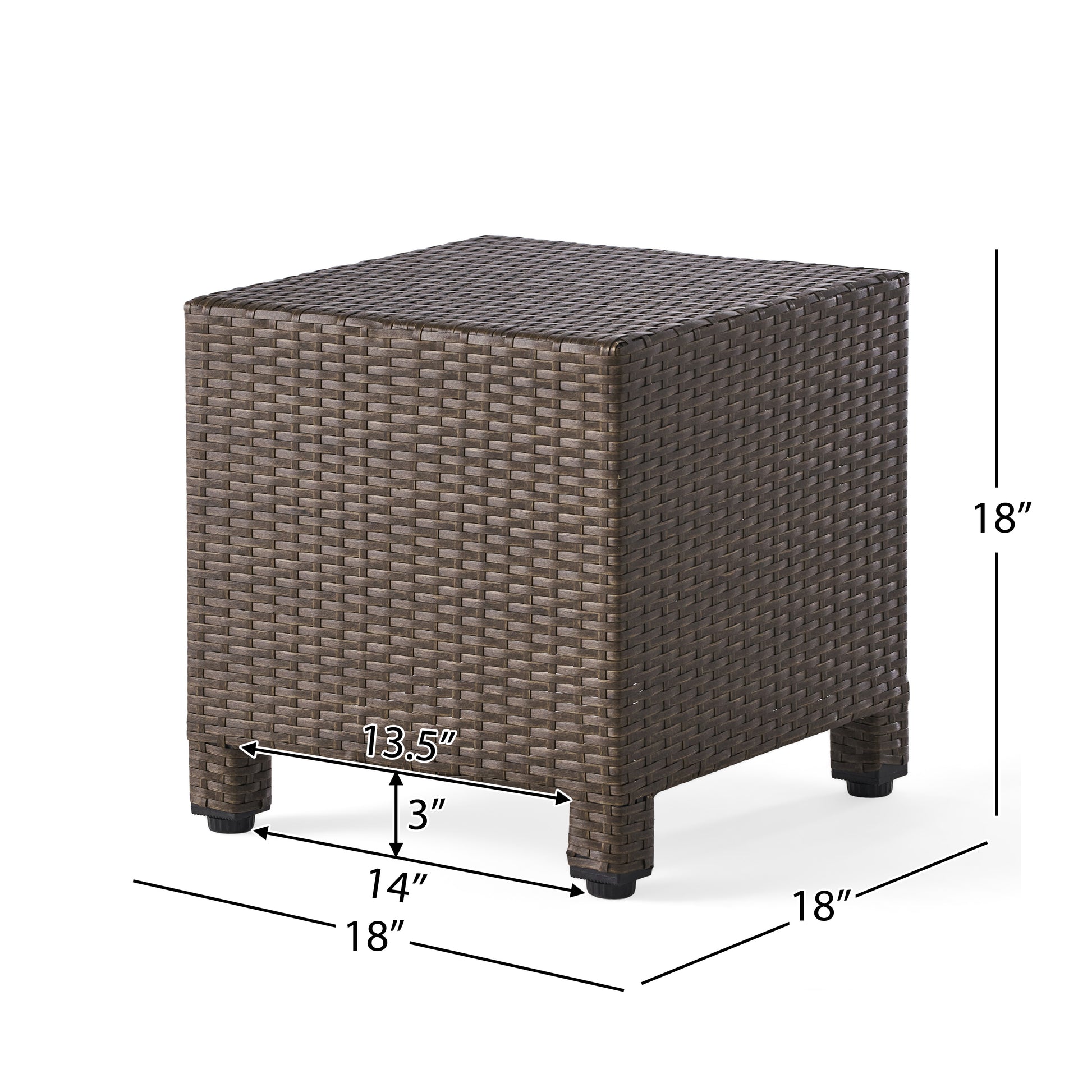 Puerta Accent Table Brown Pe Rattan Iron