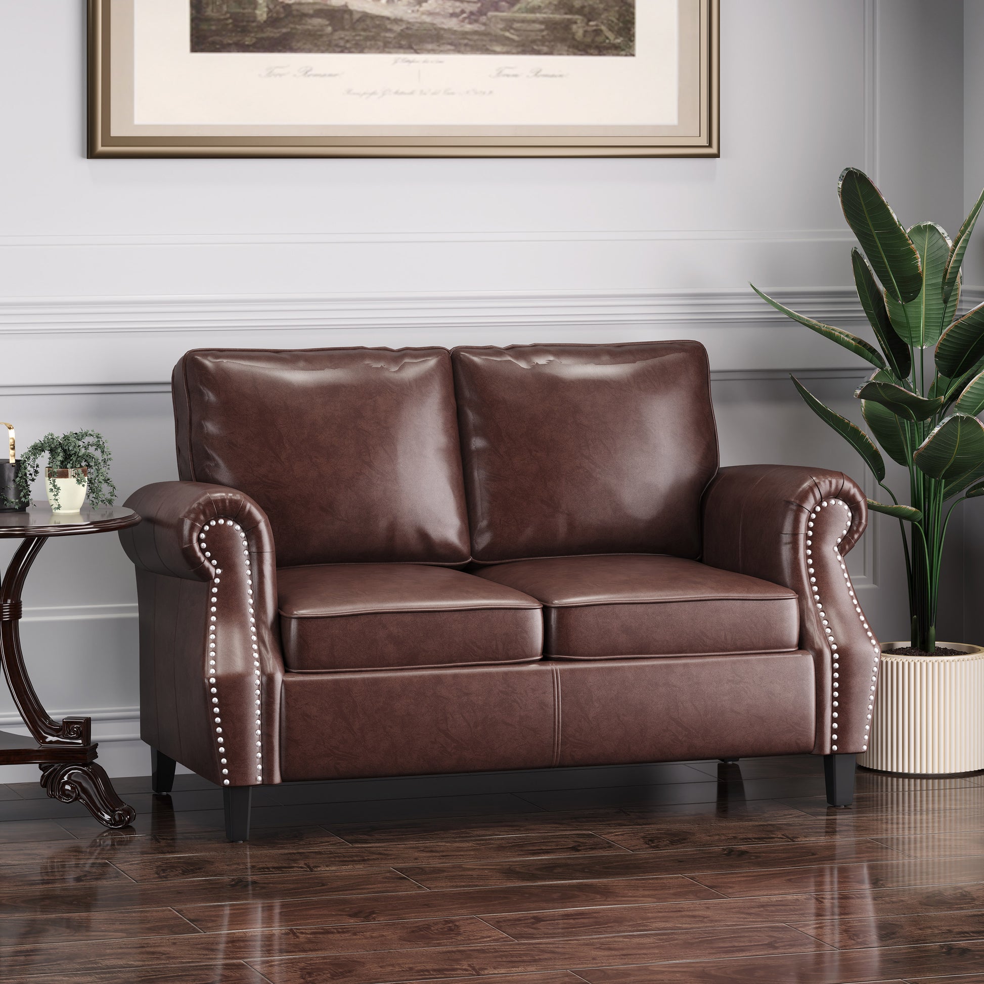 Seat Dark Brown Solid Wood Mdf