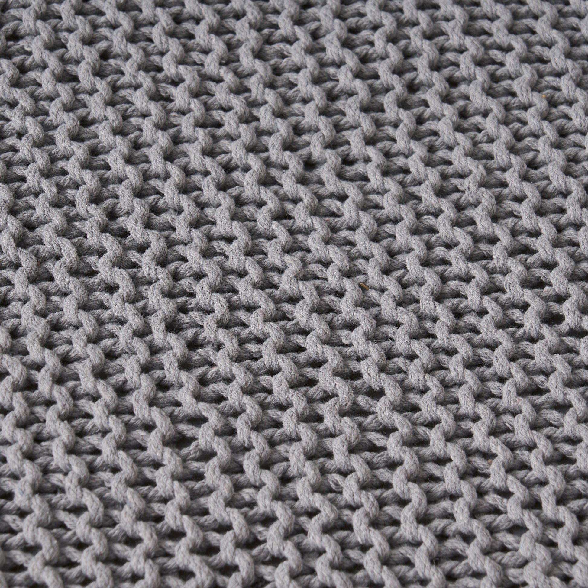 Knitted Foot Stool Light Grey Cotton