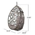 Marlin Hanging Egg Chair Basket Grey Pe Rattan Iron Waterproof Fabric