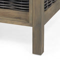 Outdoor Acacia Wood And Wicker Loveseat And Coffee Table Set With Cushions, Gray Mixed Gray Dark Gray Gray Acacia Wood