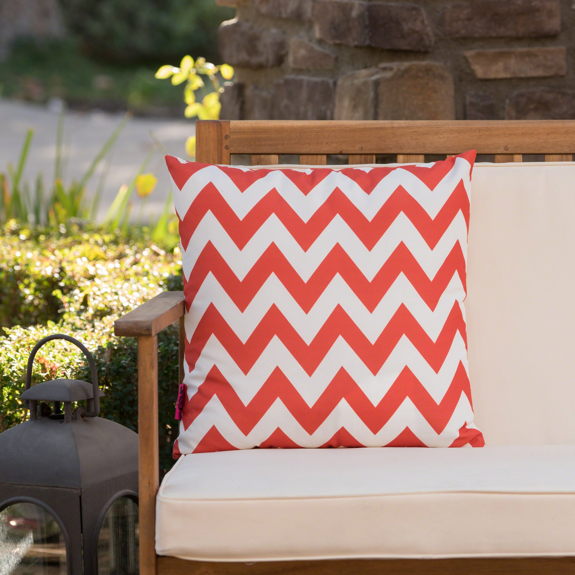 Marisol Chevron Square Pillow Orange Fabric