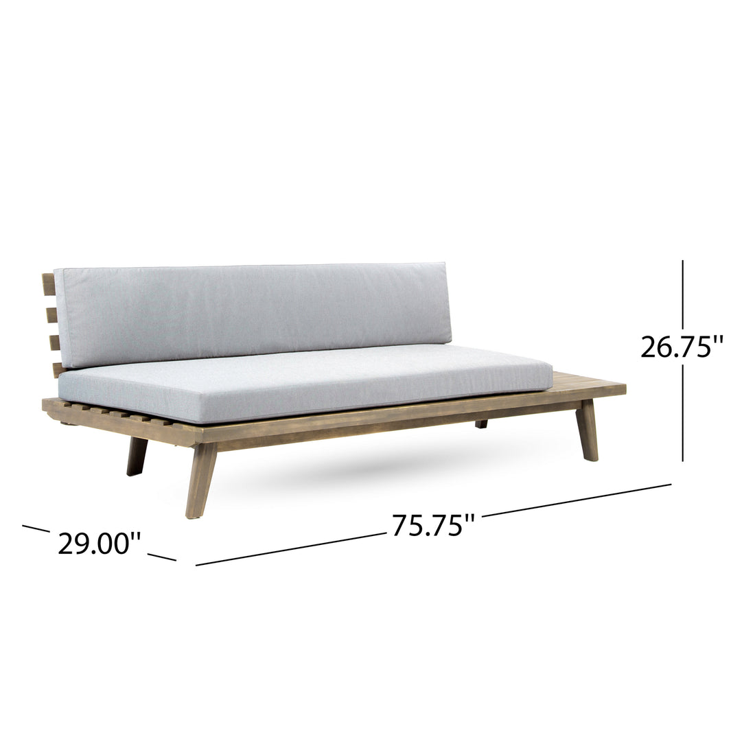 Hillcrest 2 Seater Sofa Right Side Grey Acacia Wood