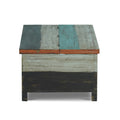 Mango Wood Handmade Distressed Storage Coffee Table Multicolor Metal & Wood