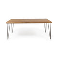 Zion Industrial Wood And Metal Rectangular Dining Table Teak Wood