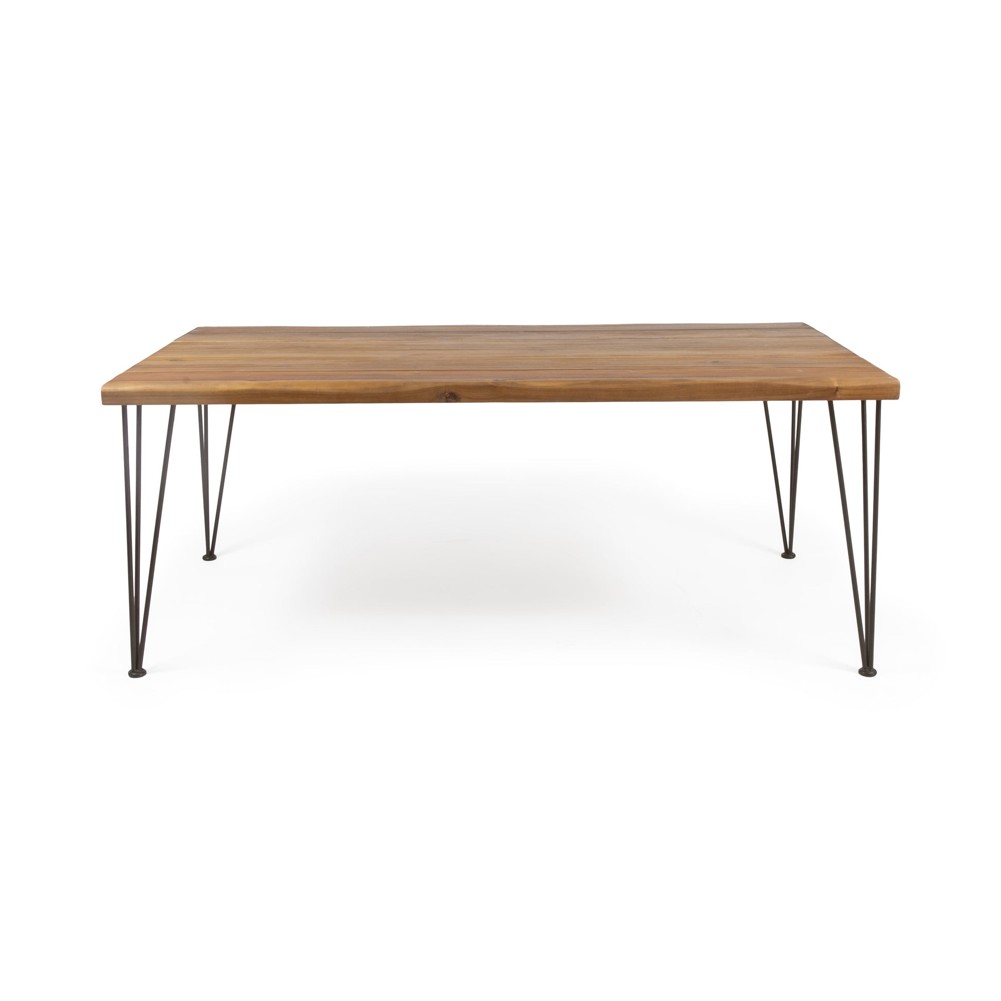 Zion Industrial Wood And Metal Rectangular Dining Table Teak Wood