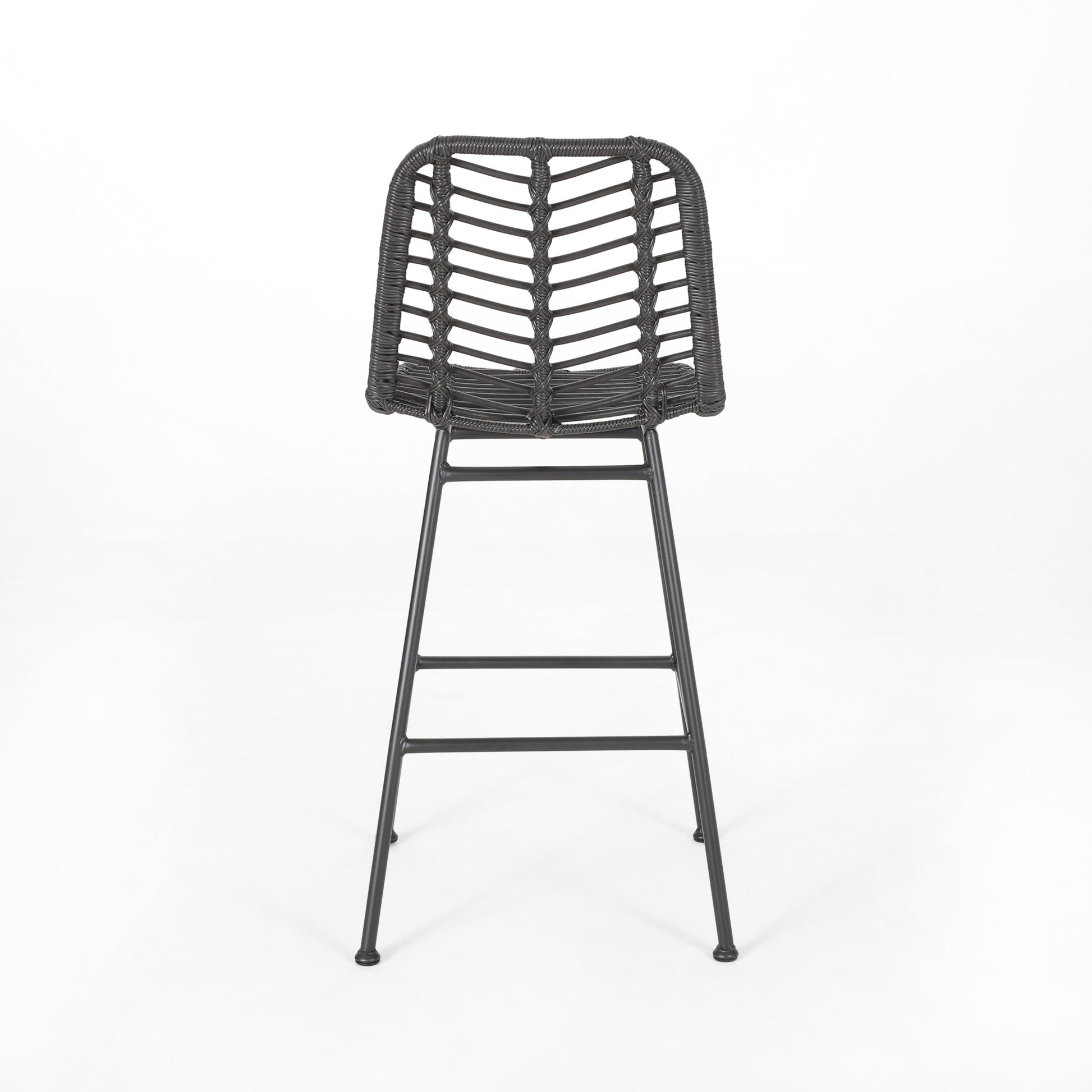 Sawtelle Outdoor Wicker Barstools Set Of 2 Grey Rattan