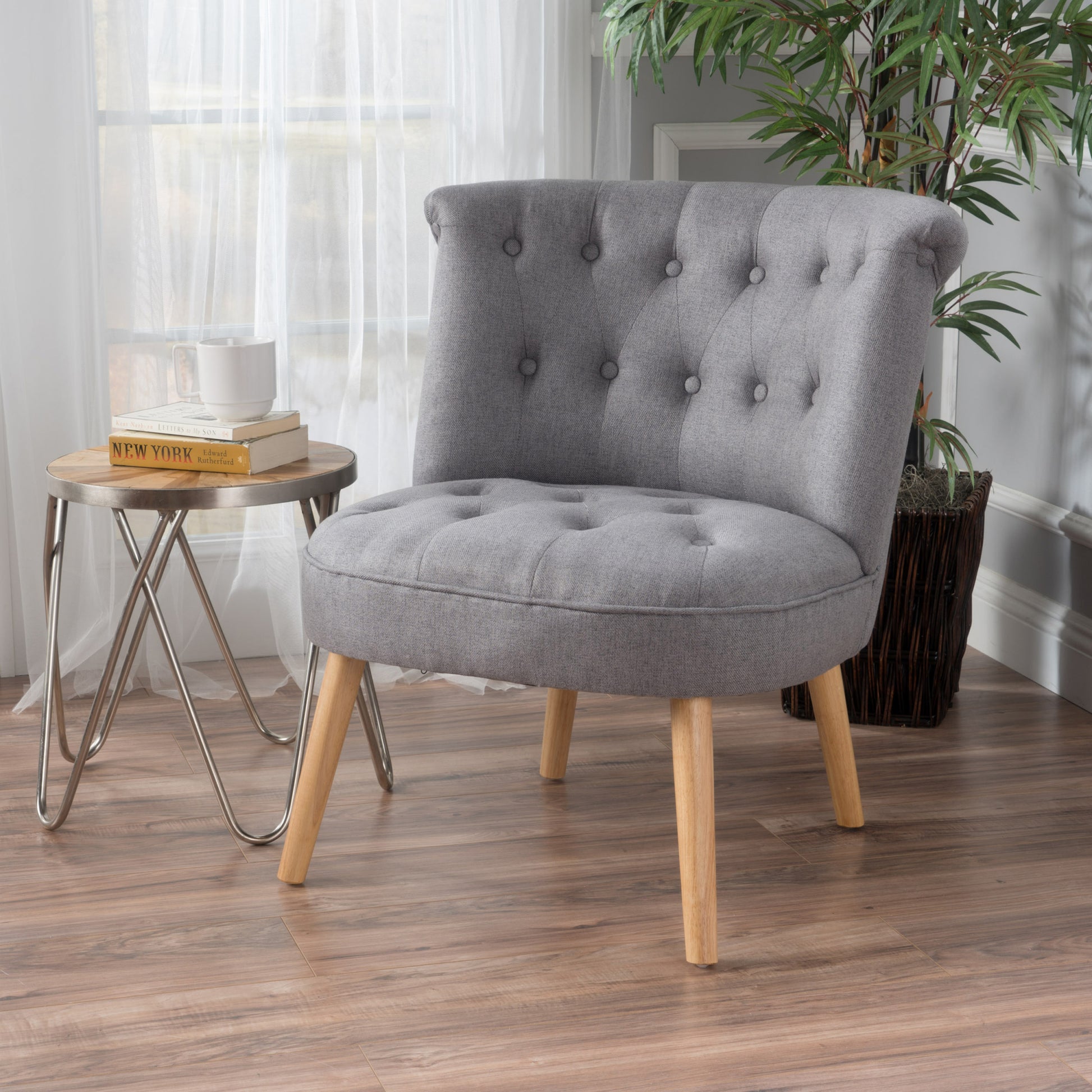 Bordeaux Tuft Chair Grey Fabric