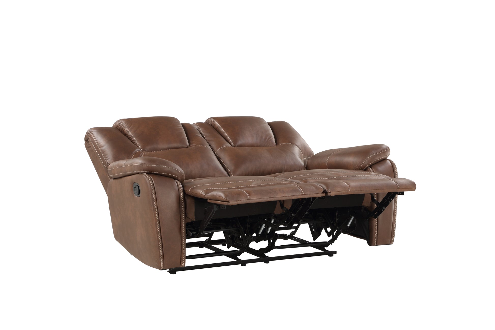 Katrine Pu Manual Reclining Loveseat Chestnut Brown Chestnut Fabric 2 Seat