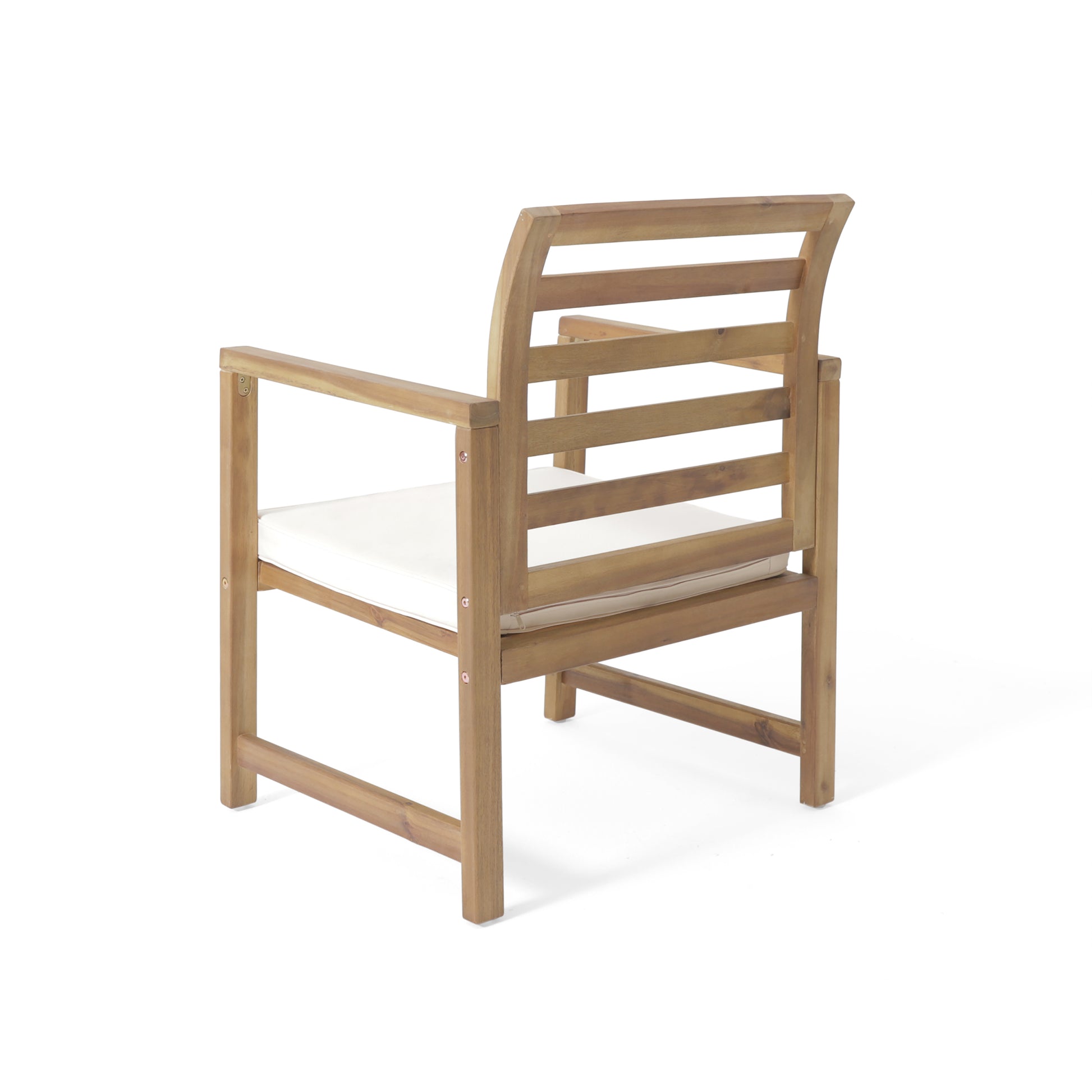 Outdoor Acacia Wood Club Chairs, 2 Pcs Set, Natural Stained White, 25.5"D X 24.5"W X 33.0"H Natural Acacia Wood