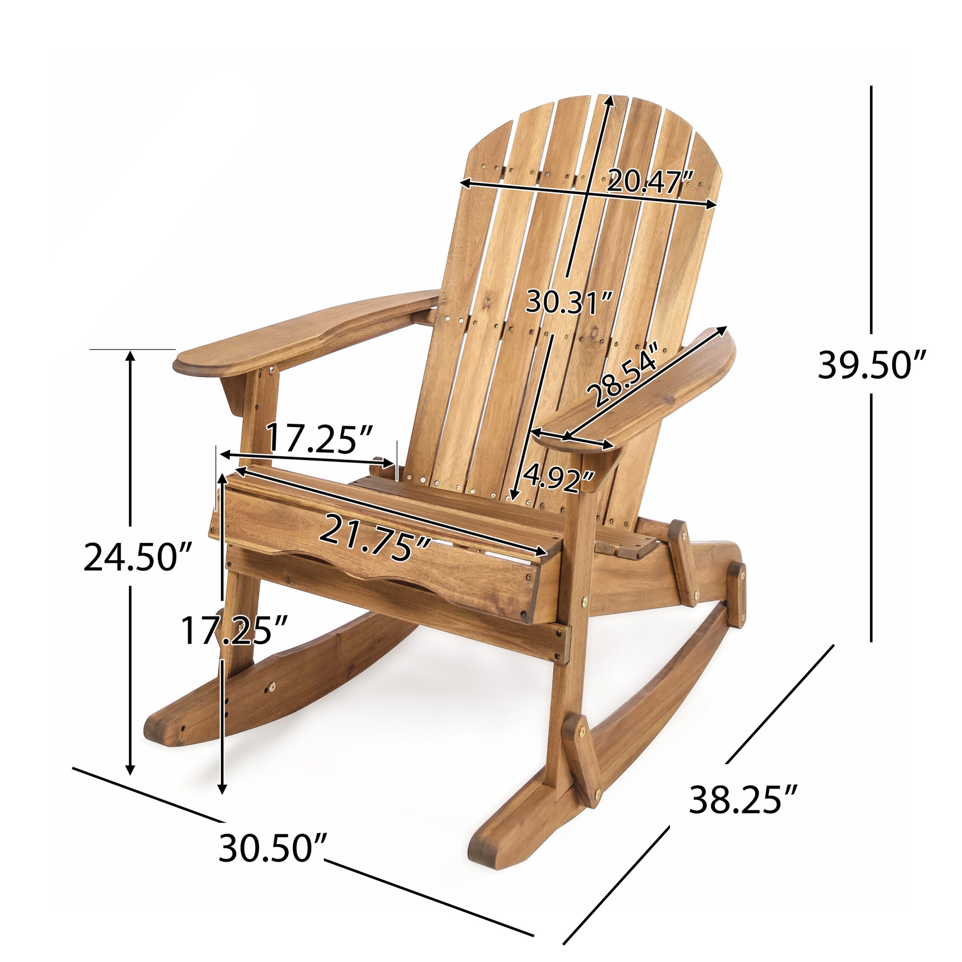 Malibu Adirondack Rocking Chair Natural Wood