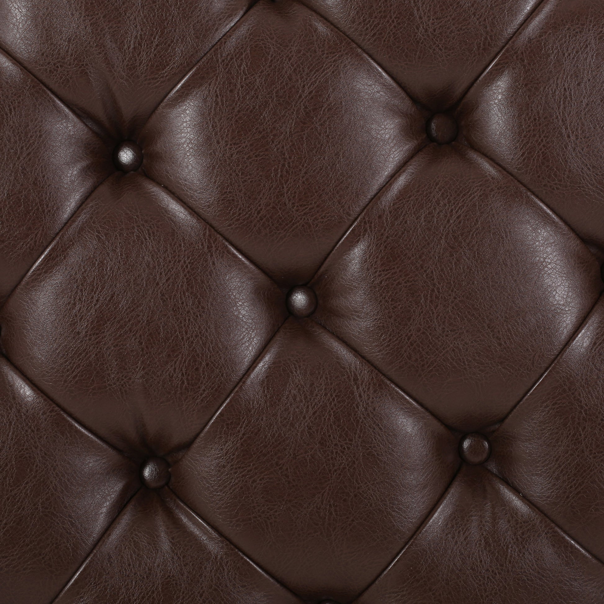 Round Ottoman Dark Brown Pu