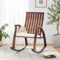 Acacia Wood Rocking Chair With Cushion Brown Acacia Wood