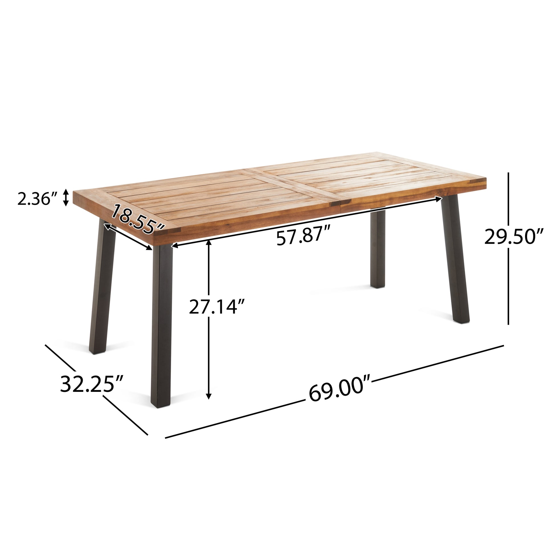 Della Dining Table Teak Wood Metal