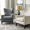 Roswell Linen Wingback Chair Dark Gray Dark Gray Faux Leather