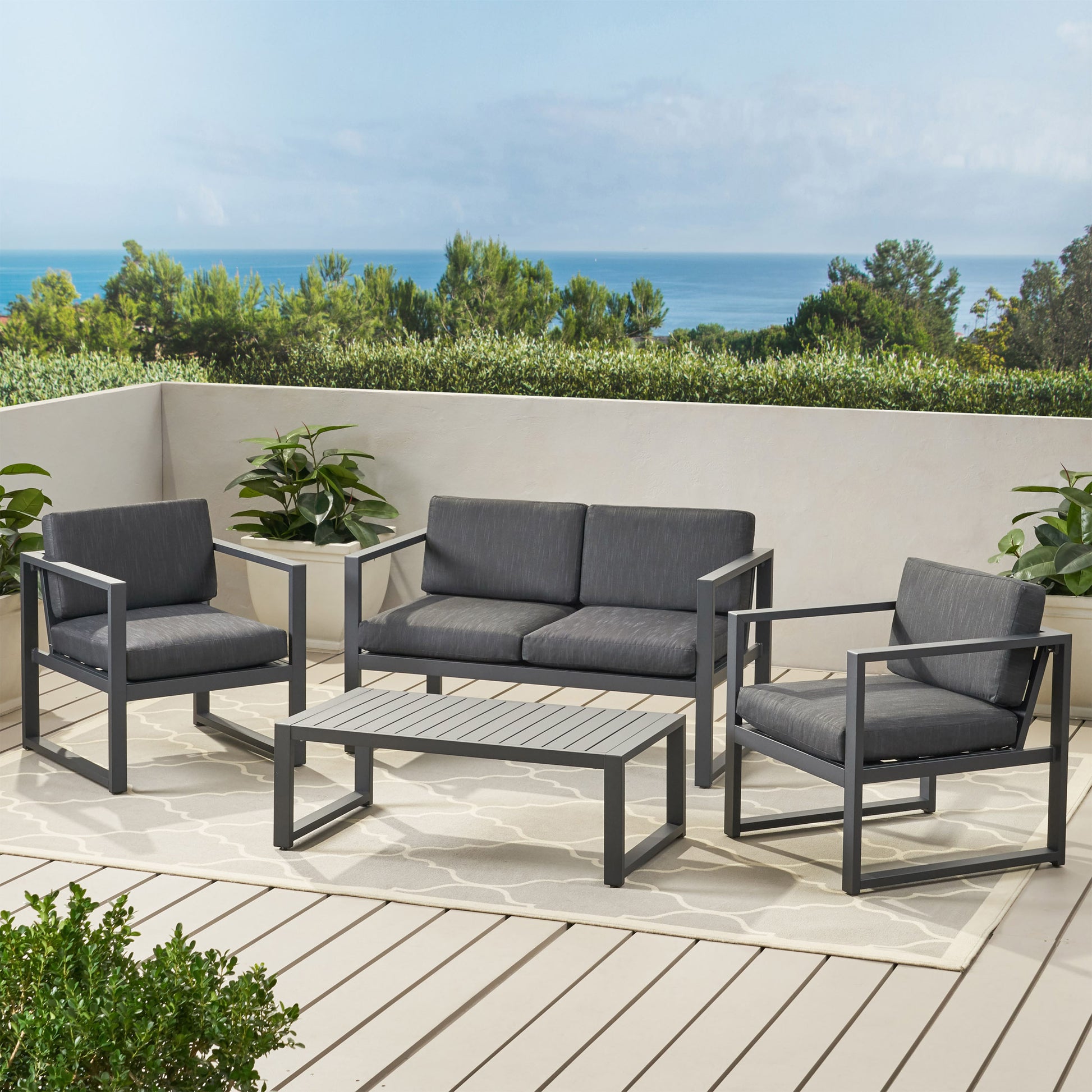 Navan 4 Pc Chat Set Dark Gray Aluminium