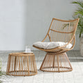 Elaine Chair & Side Table Light Brown Pe Rattan Iron Waterproof Fabric