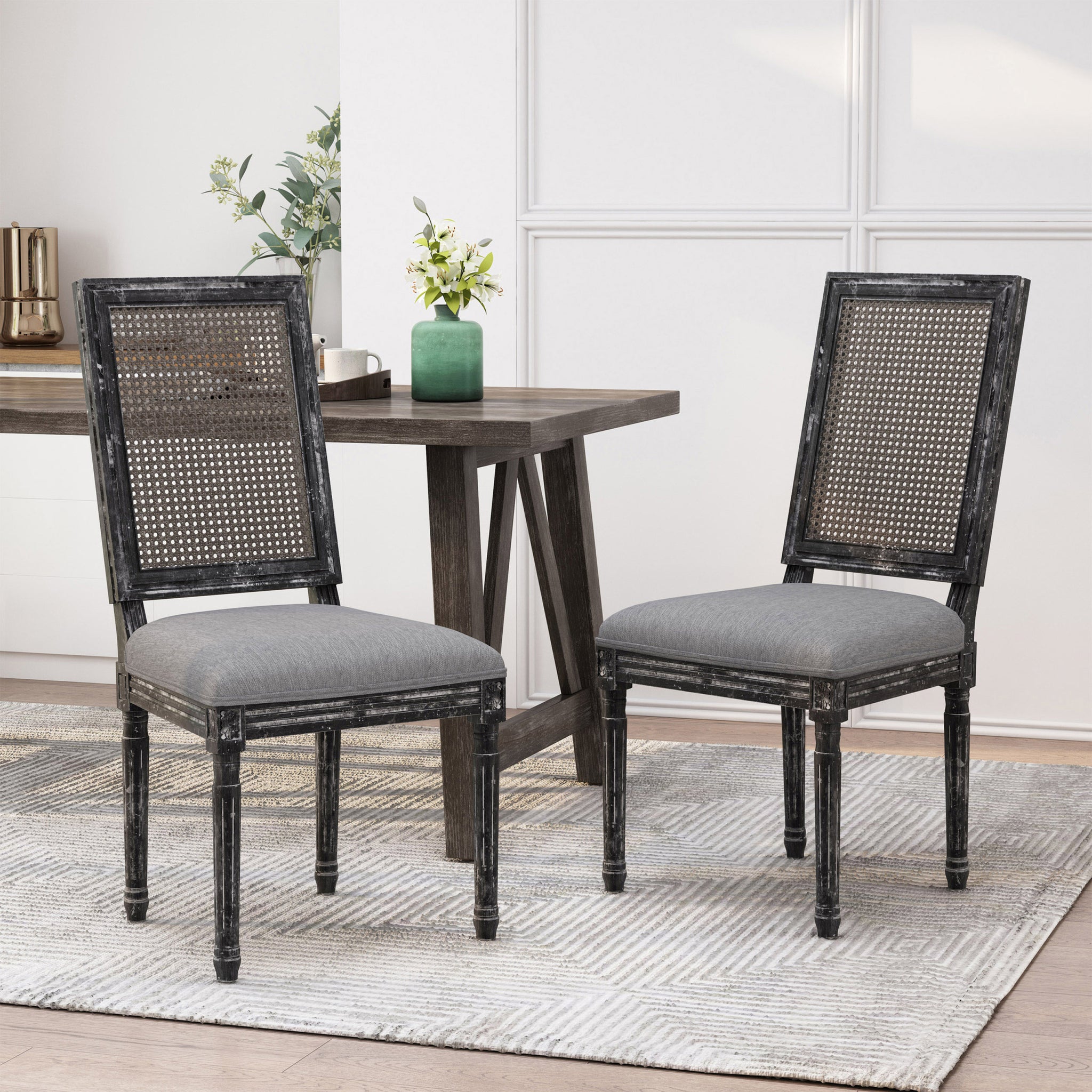 Dining Chair Grey Fabric