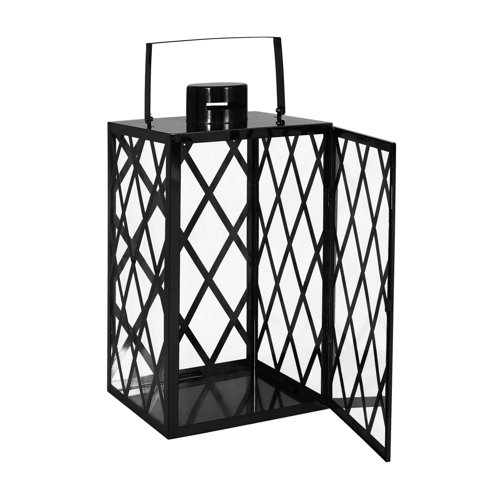 Anton 18"H Stainless Steel Lantern Black Stainless Steel