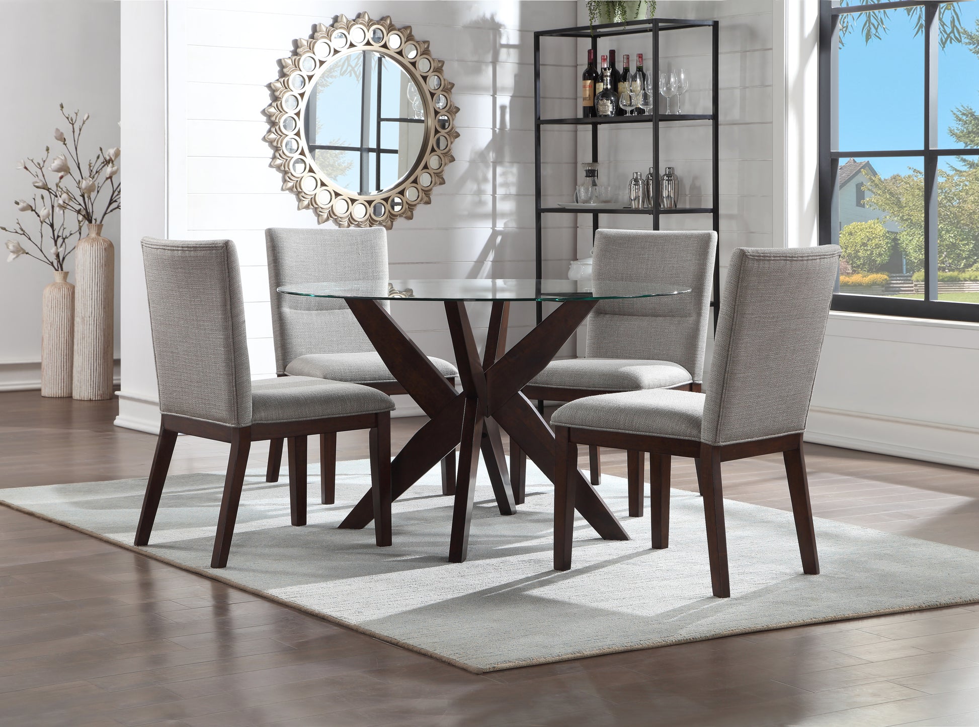 Amalie Dining Table Dark Brown Dark Brown Tempered Glass
