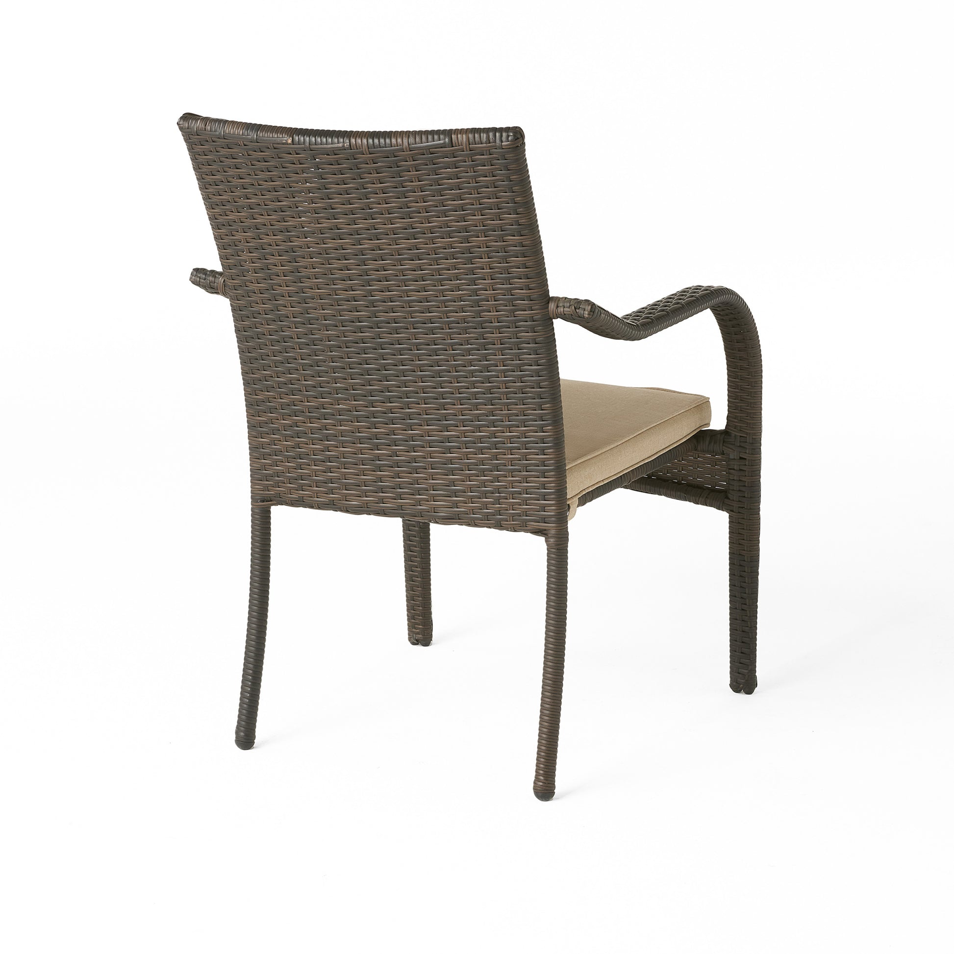 Stacking Chairs 4 Pcs Brown Rattan Metal