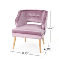 Michaela Mid Century Velvet Tufted Accent Chair, Light Lavender Lavender Purple Velvet