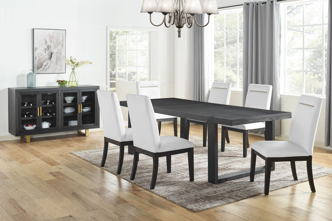 Yves 8 Piece Dining Set White White Wood