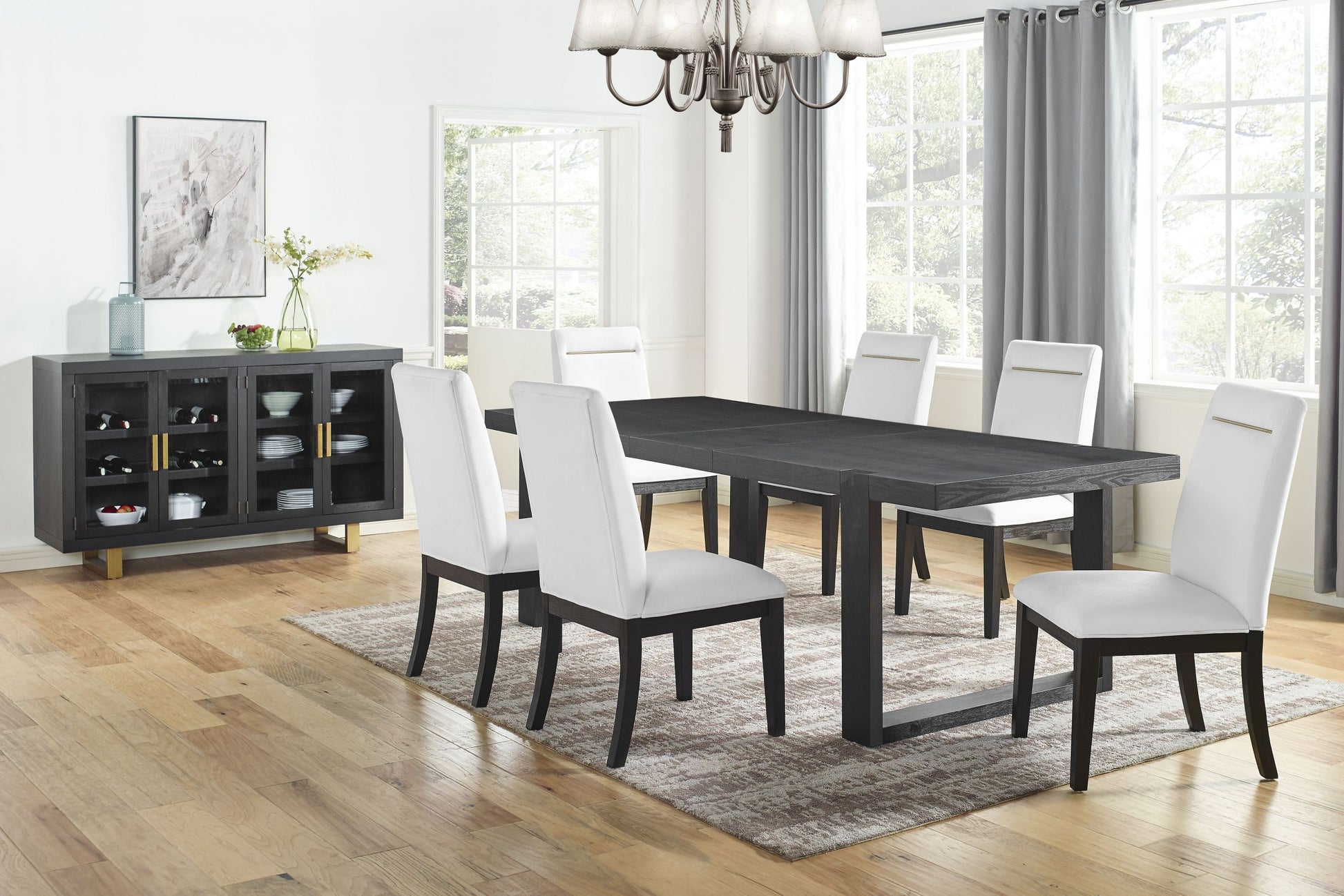 Yves 8 Piece Dining Set White White Wood