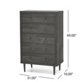 Nordic 5 Drawer Chest Grey Mdf