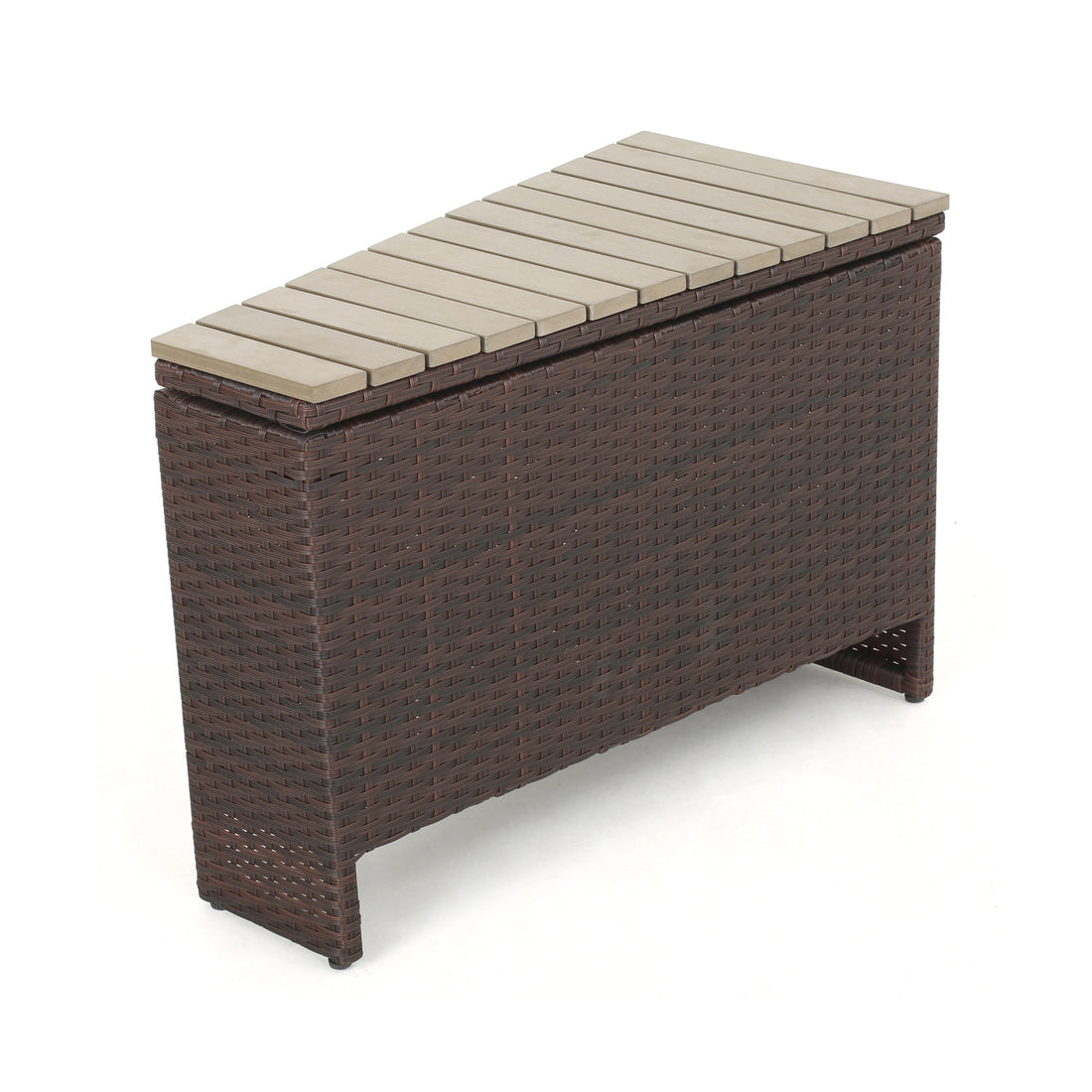 Madras Faux Wood Accent Table Brown Aluminium