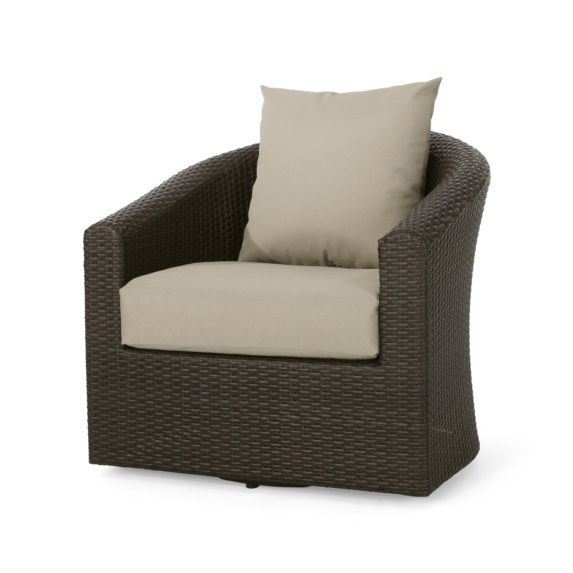 Darius Swivel Club Chair Brown Fabric