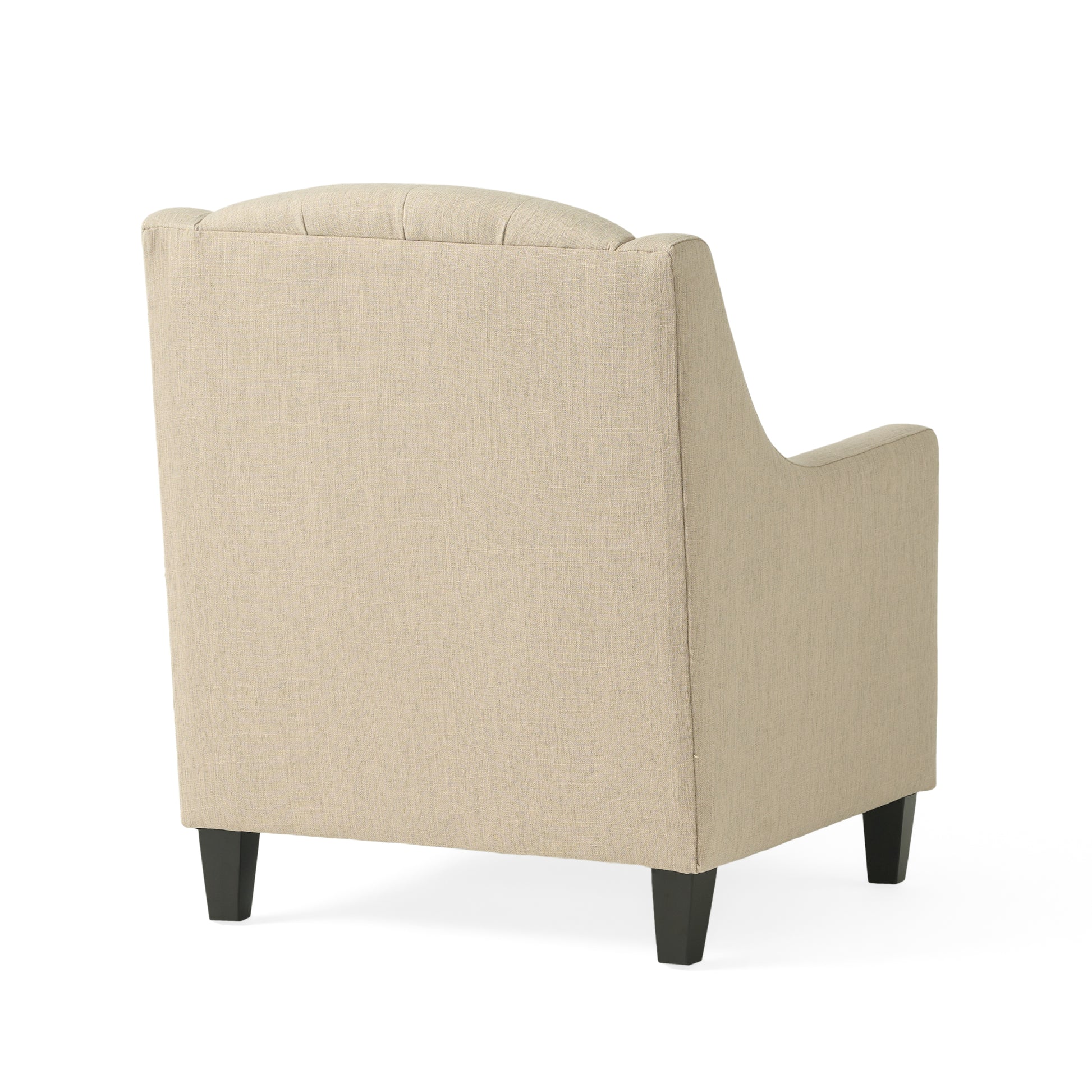 Upholstered Armchair With Ottoman Beige Fabric