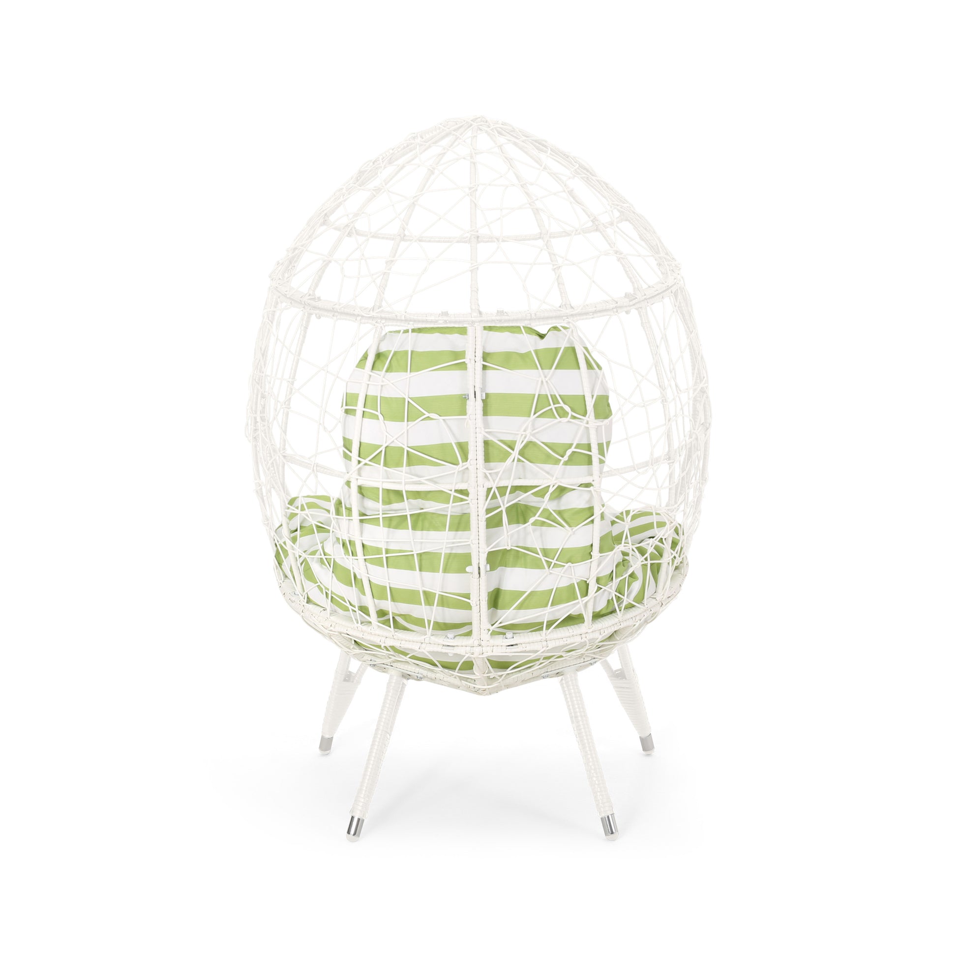 Gianni Teardrop Chair White Green Pe Rattan Iron Waterproof Fabric