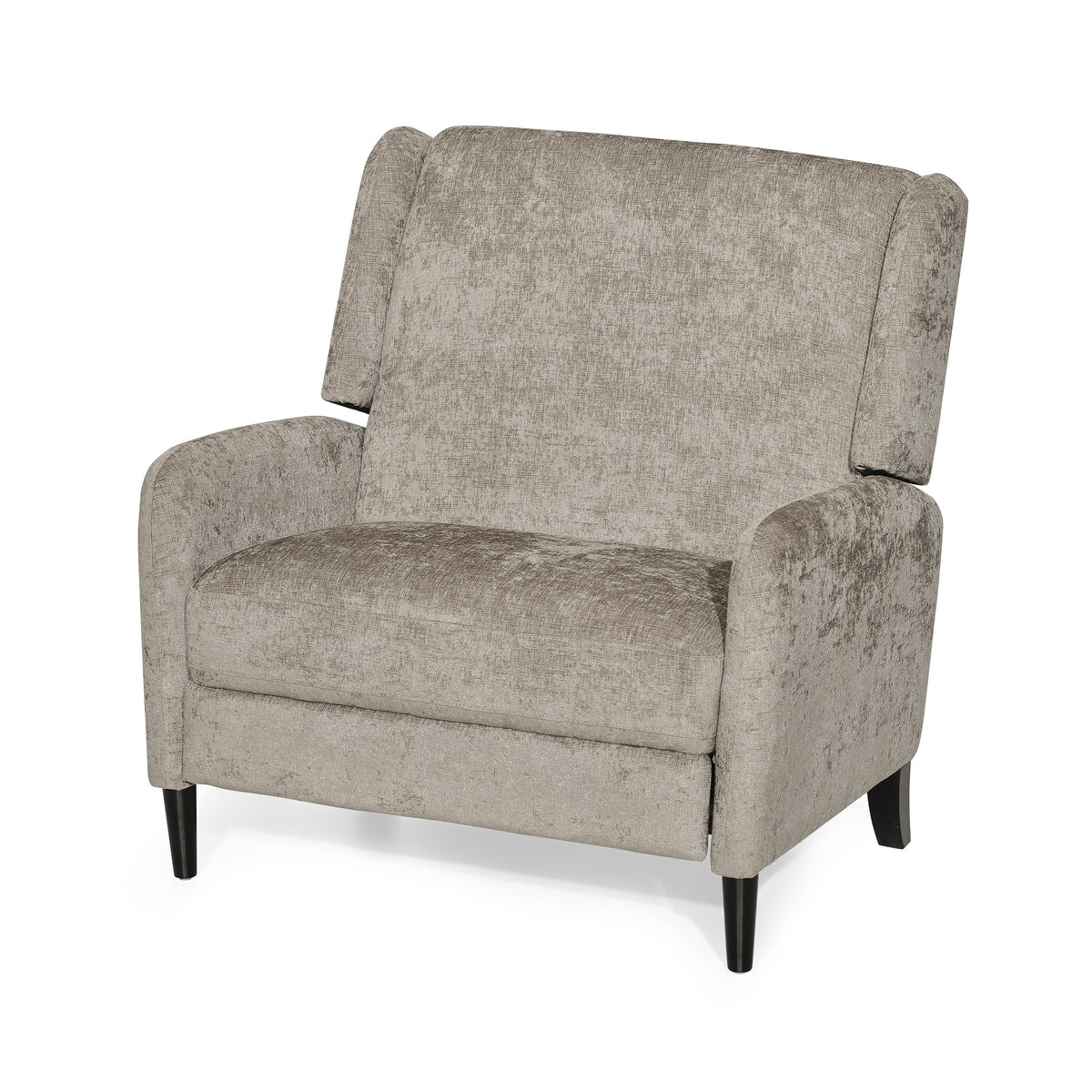 Oversized Textured Fabric Pushback Recliner Dark Beige And Dark Brown Beige Fabric