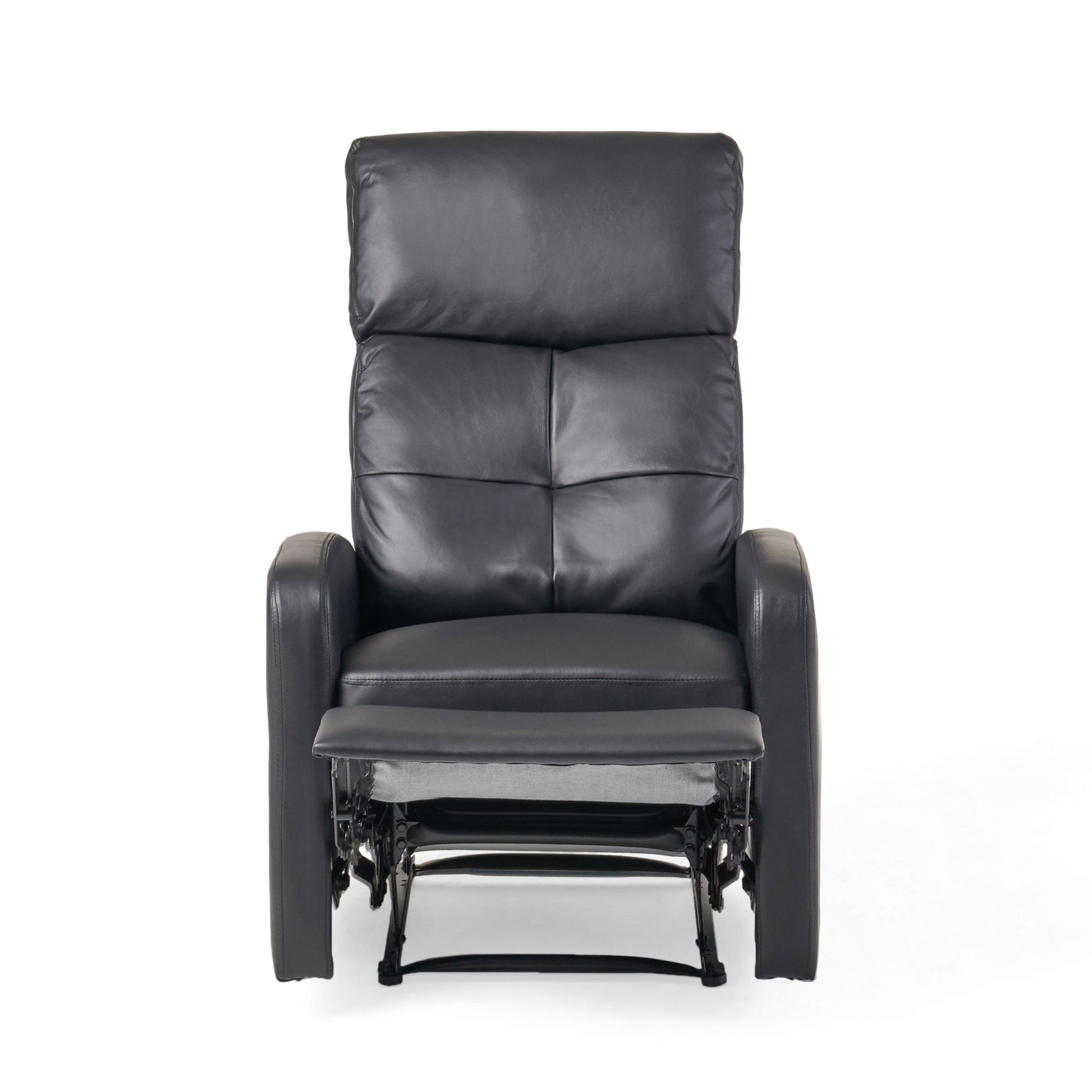 26" Wide Faux Leather Manual Standard Recliner Black Pu