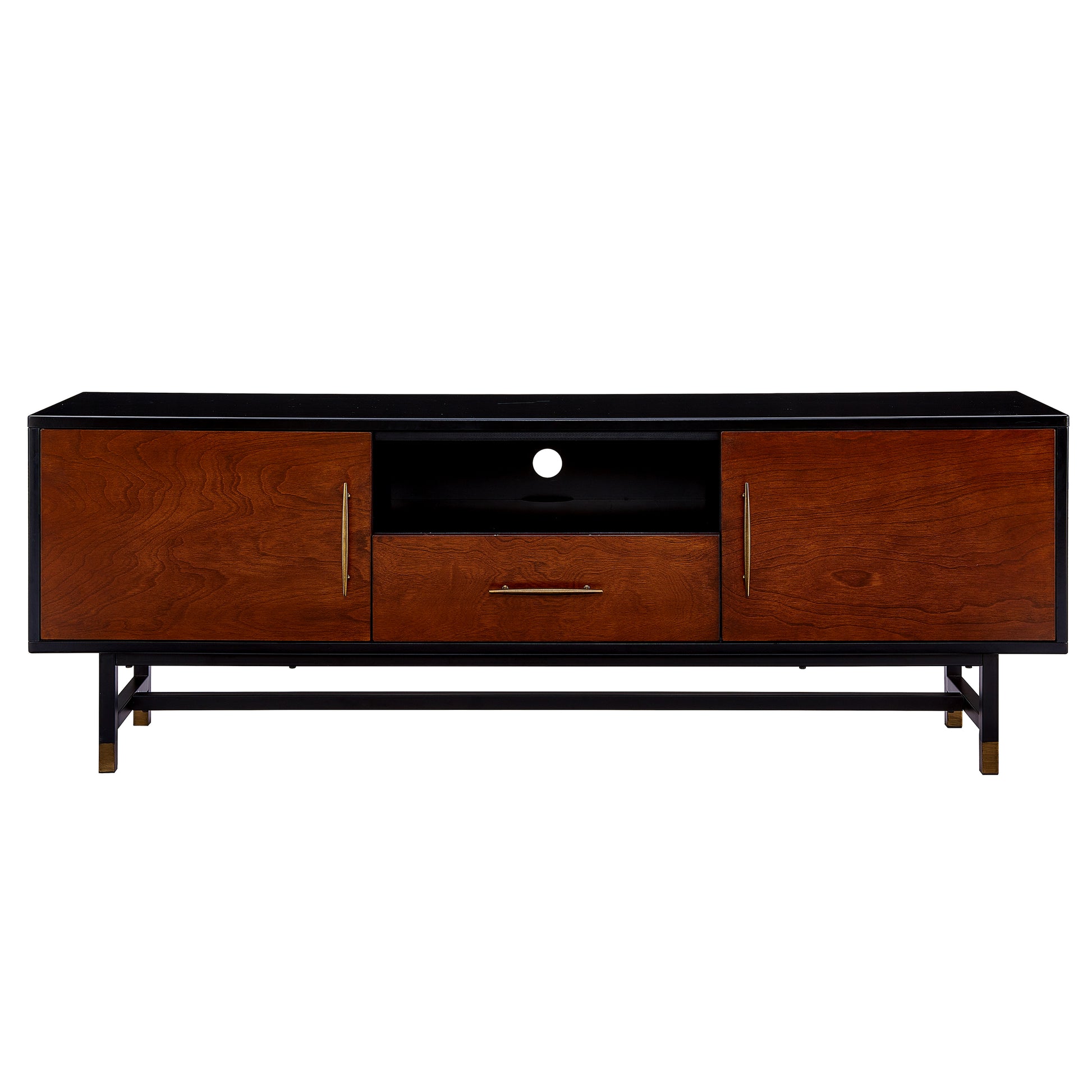Blynn Midcentury Modern Media Console Black 60 69 Inches Mdf