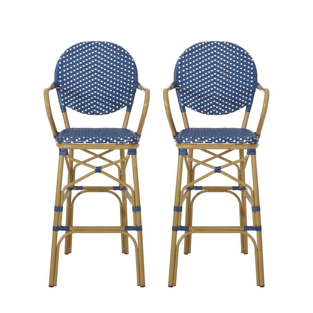 Barstool Navy Blue Wicker