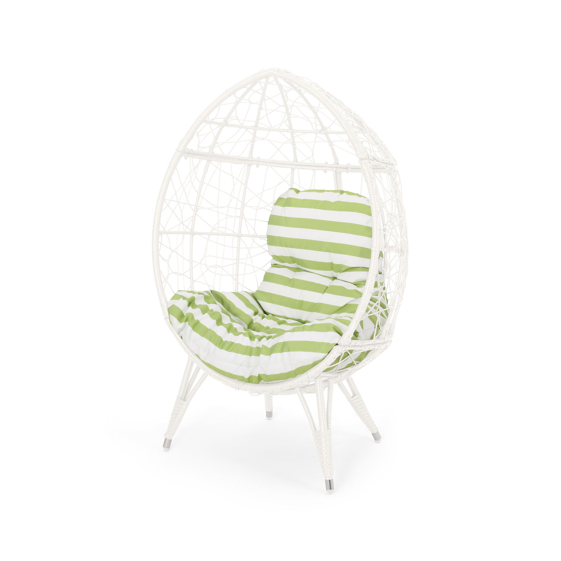 Gianni Teardrop Chair White Green Pe Rattan Iron Waterproof Fabric