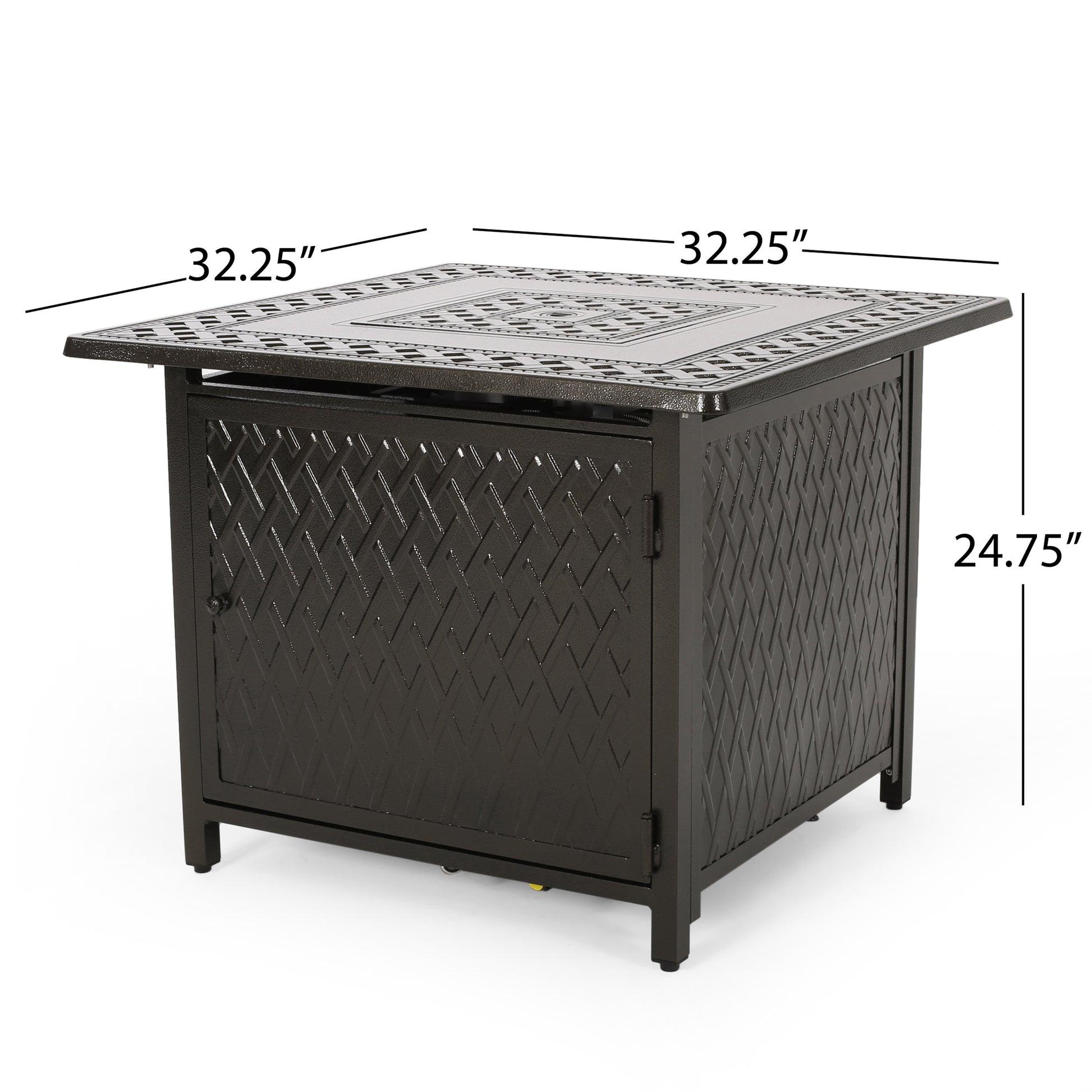 Amherst 32" Square Firepit 37,000 Btu Bronze Metal Aluminium