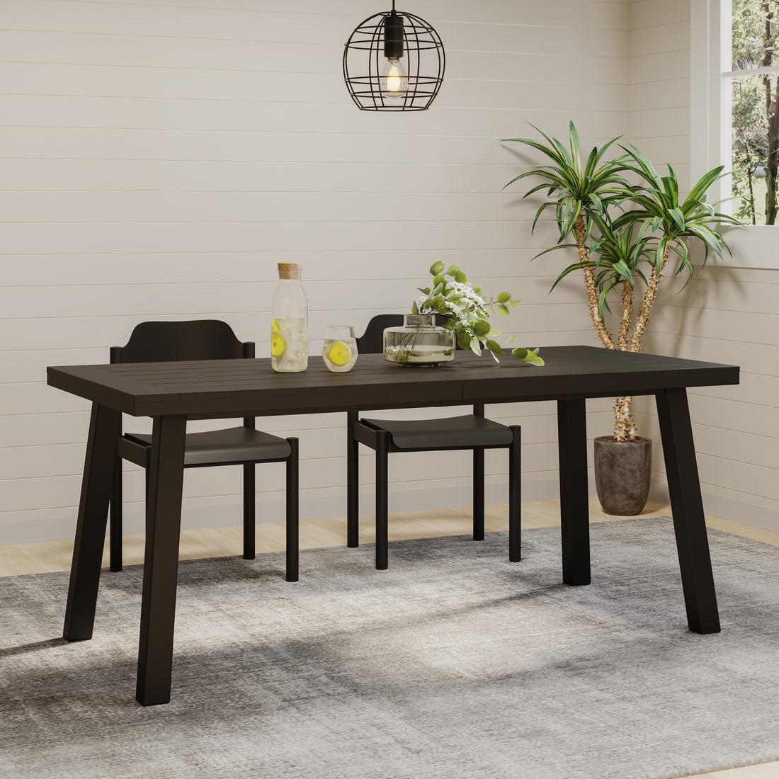 Della Acacia Wood Dining Table,Black Black Acacia Wood